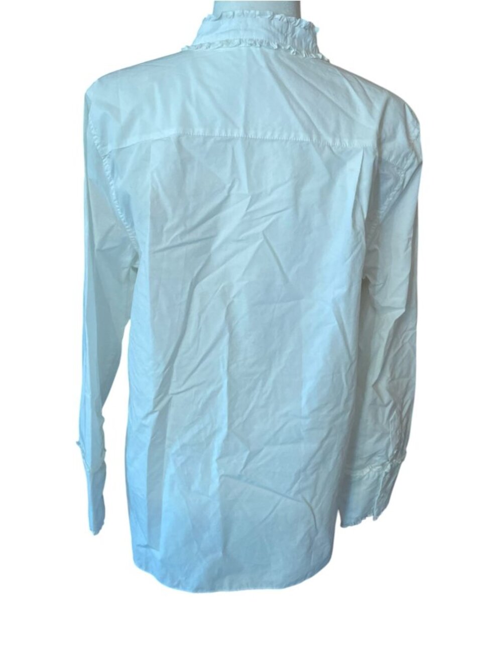 Alex Mills Easy Ruffle Shirt SZ 10 White Button Down Frills Victorian SZ XL - Picture 3 of 7